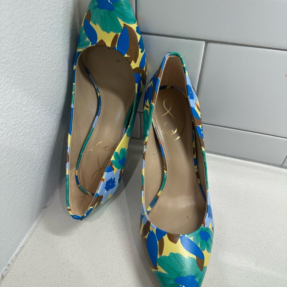 Sam Edelman Blue and Green Floral Heels